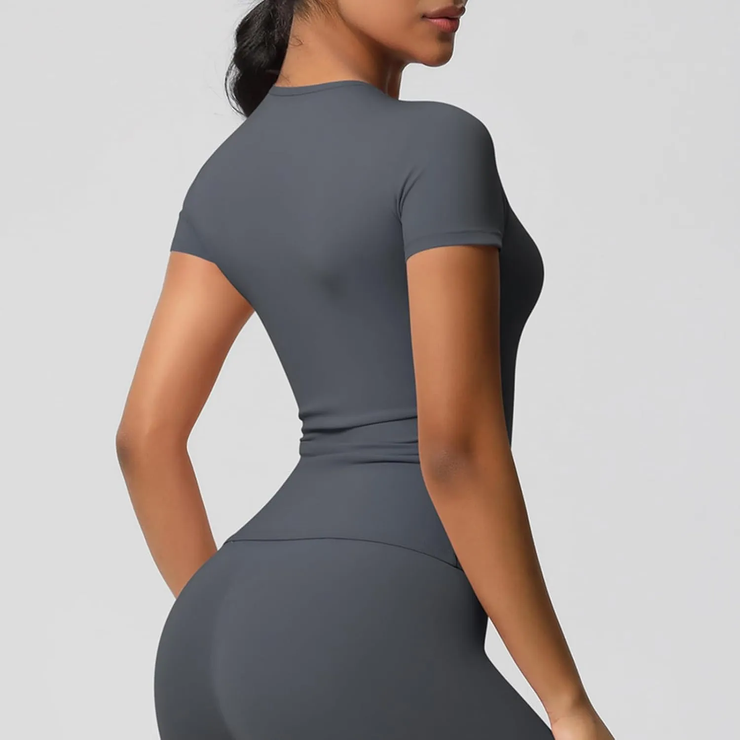 HGps8w Women's Short Sleeve Workout Sports Tops Basic Crewneck Casual 2025 Summer Quick Dry Athletic Yoga Shirts