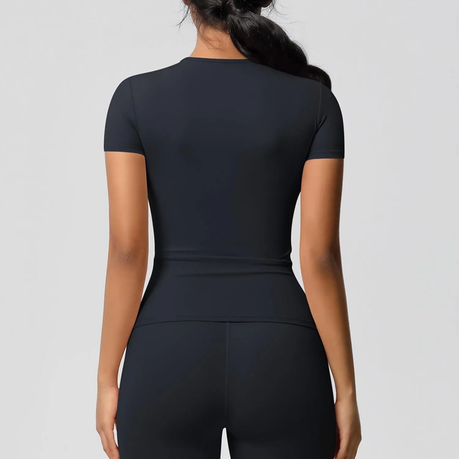 HGps8w Women's Short Sleeve Workout Sports Tops Basic Crewneck Casual 2025 Summer Quick Dry Athletic Yoga Shirts