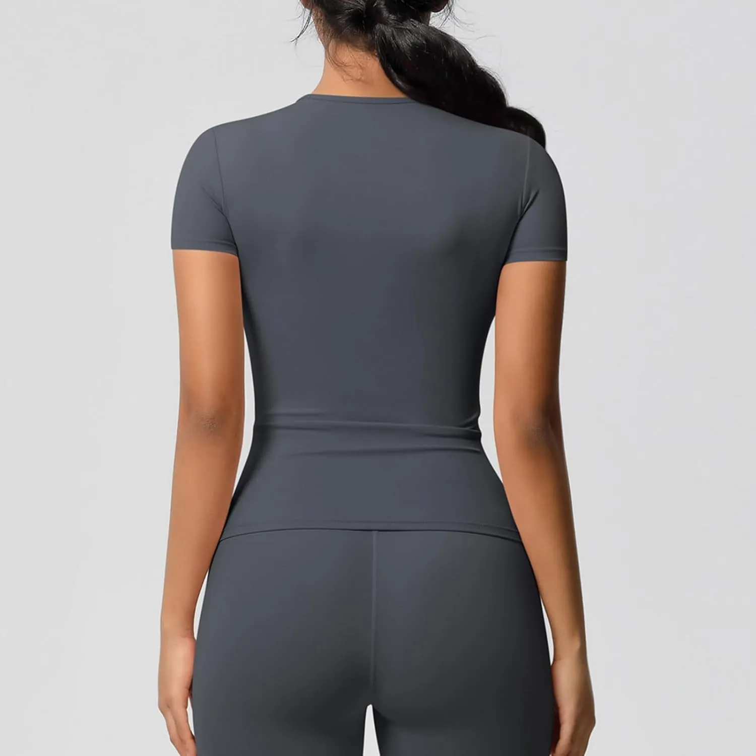 HGps8w Women's Short Sleeve Workout Sports Tops Basic Crewneck Casual 2025 Summer Quick Dry Athletic Yoga Shirts