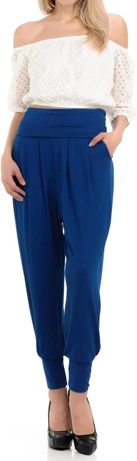iconic luxe Women's Banded Waist Harem Yoga Lounge Casual Loose Jogger Pants with Pockets