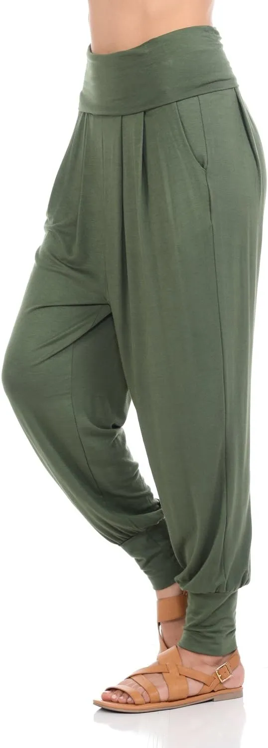 iconic luxe Women's Banded Waist Harem Yoga Lounge Casual Loose Jogger Pants with Pockets