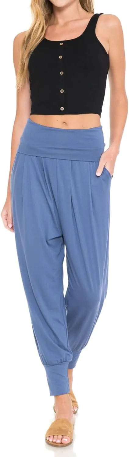 iconic luxe Women's Banded Waist Harem Yoga Lounge Casual Loose Jogger Pants with Pockets