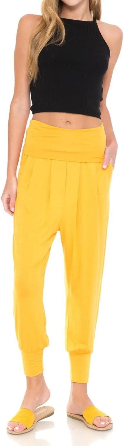 iconic luxe Women's Banded Waist Harem Yoga Lounge Casual Loose Jogger Pants with Pockets