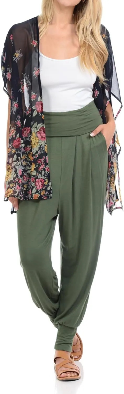 iconic luxe Women's Banded Waist Harem Yoga Lounge Casual Loose Jogger Pants with Pockets