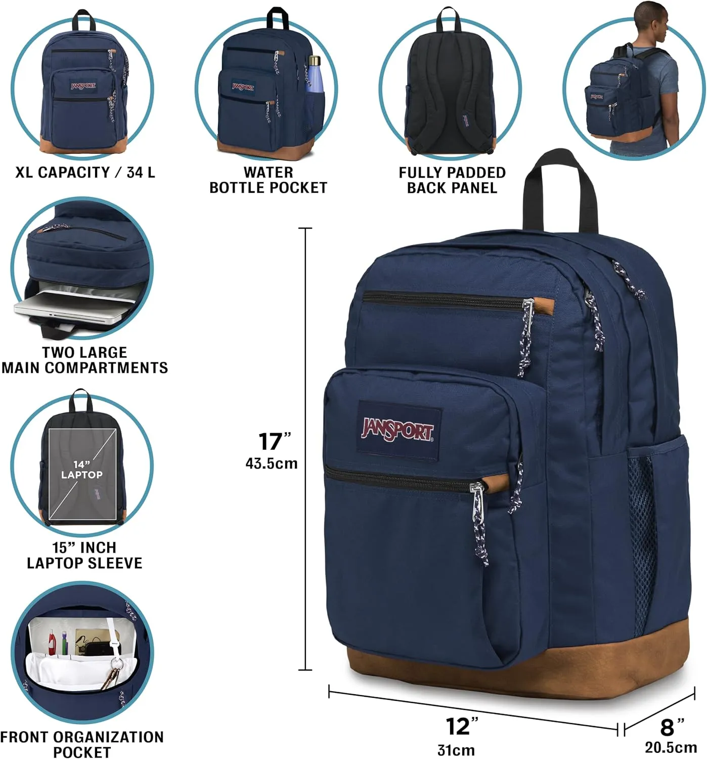 JanSport Cool Backpack with 15-inch Laptop Sleeve, Large Computer Bag Rucksack with 2 Compartments, Ergonomic Straps, Bewitched Blooms