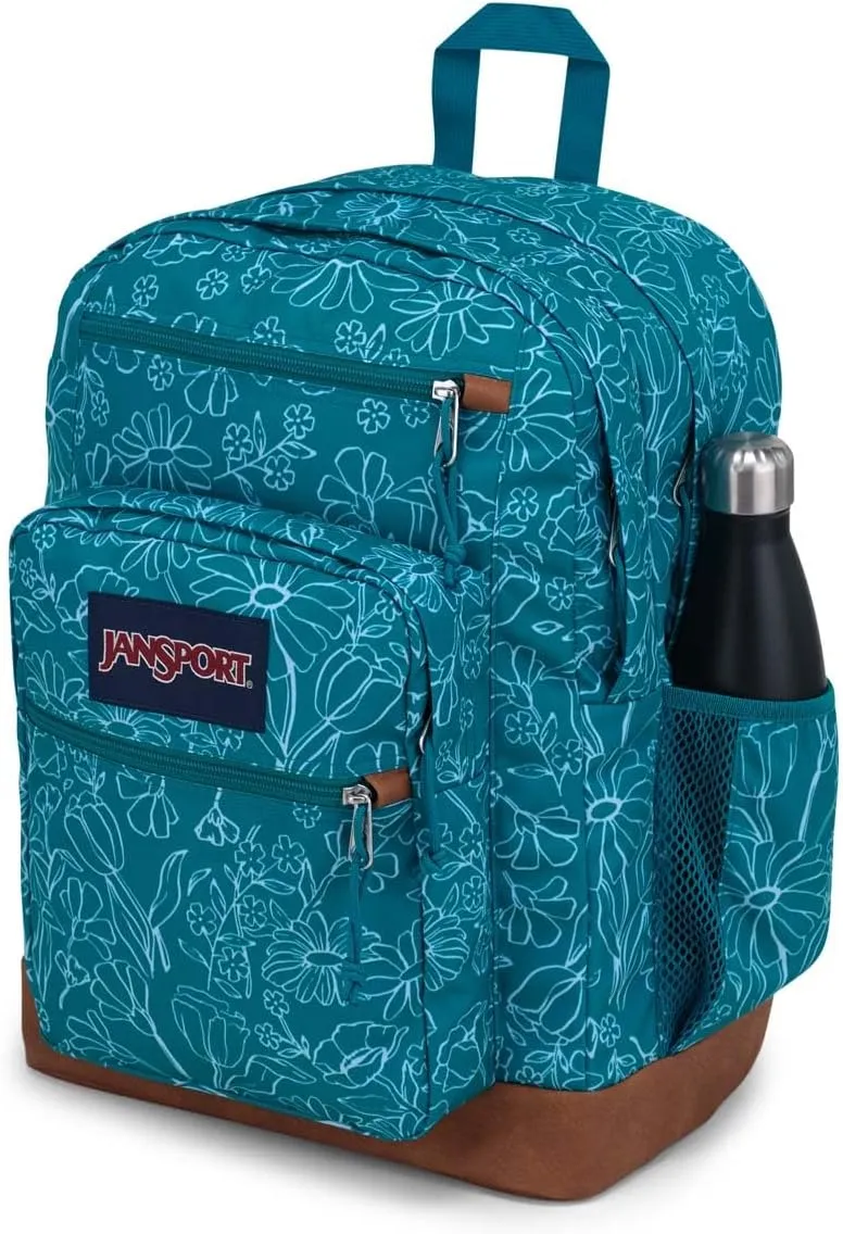 JanSport Cool Backpack with 15-inch Laptop Sleeve, Large Computer Bag Rucksack with 2 Compartments, Ergonomic Straps, Delightful Daisies Green