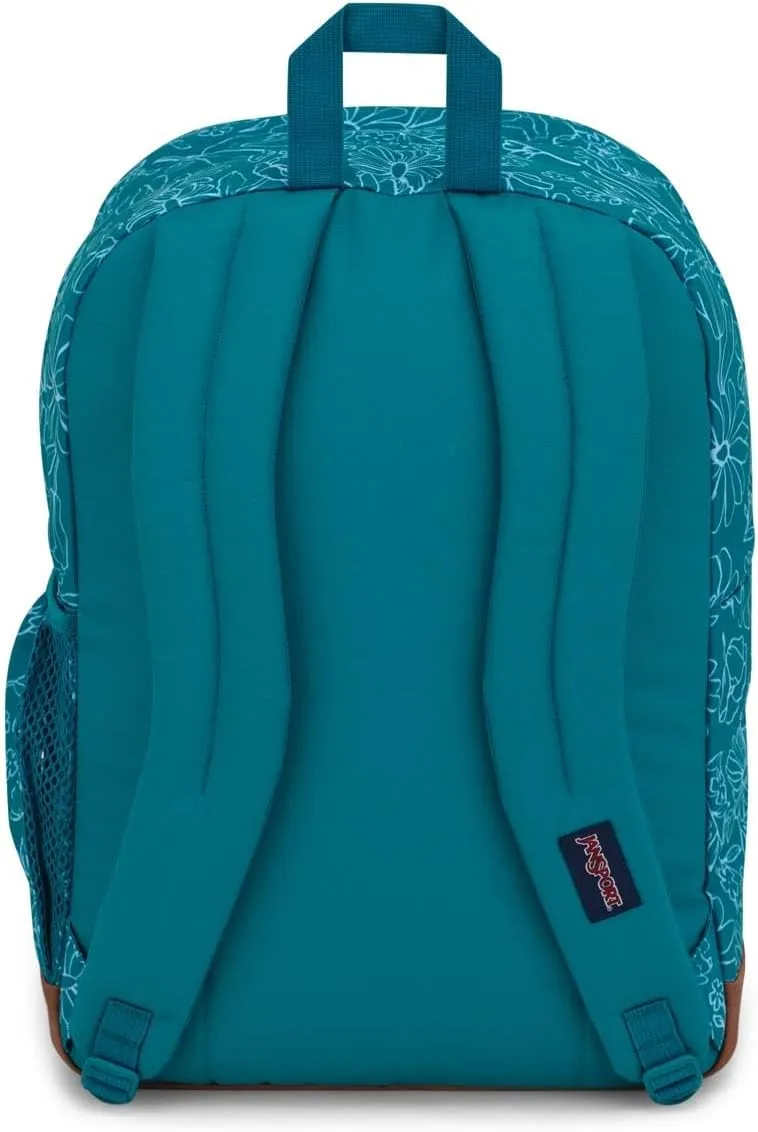 JanSport Cool Backpack with 15-inch Laptop Sleeve, Large Computer Bag Rucksack with 2 Compartments, Ergonomic Straps, Delightful Daisies Green
