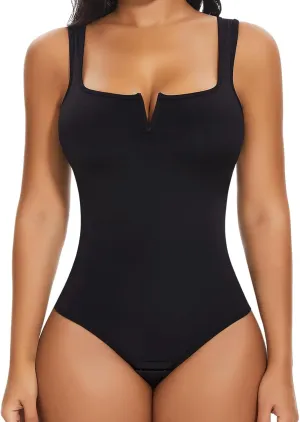 JOYSHAPER Women‘s V Plunge Shapewear Bodysuit for Women Tummy Control Square Neck Bodysuit Tops Outfits Tank