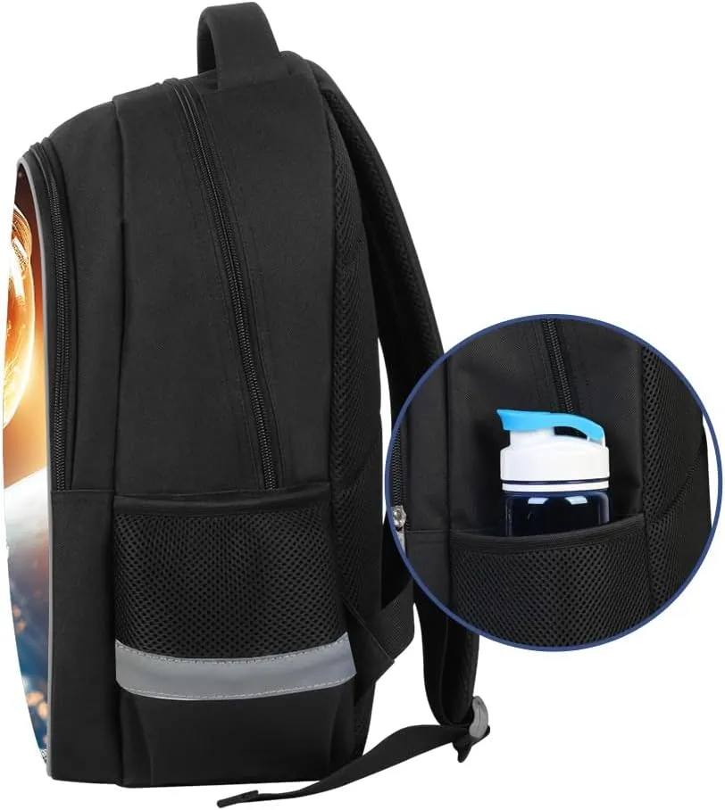 Kids Backpack, 3D Reflective Cartoon, 600D Polyester & Dual Zippers, 17" Bookbag with Ergonomic Design for boys & girls age 6-18, Astronaut Style for school Children Kids