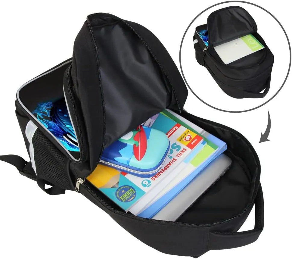 Kids Backpack, 3D Reflective Cartoon, 600D Polyester & Dual Zippers, 17" Bookbag with Ergonomic Design for boys & girls age 6-18, Headphones Space Style for school Children Kids