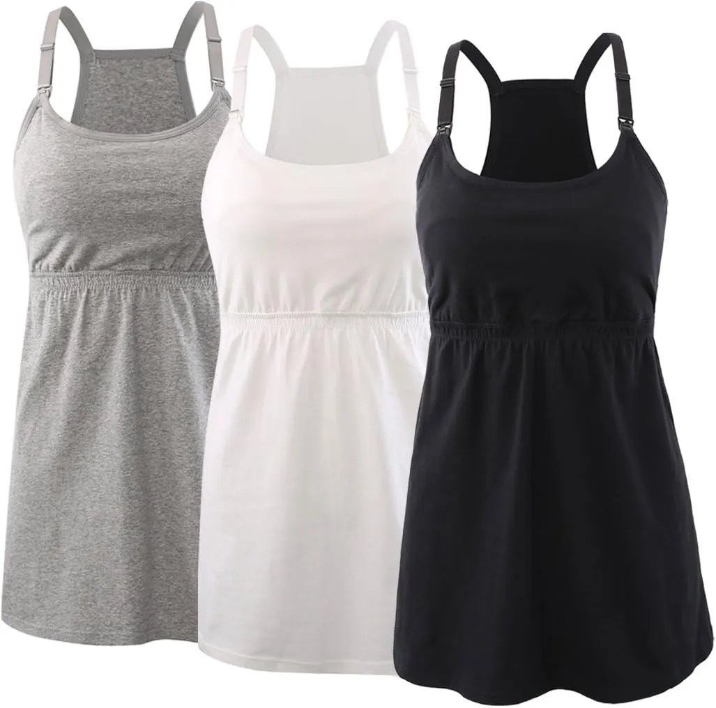 KUCI Maternity Nursing Tank Top, Women Maternity Cami Nursing Sleep Bra Breastfeeding Tops for Pregnancy