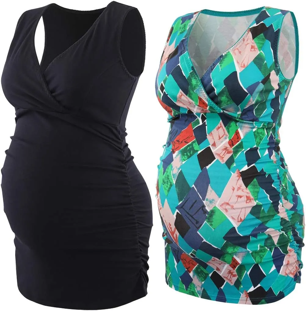 KUCI Maternity Nursing Tank Top, Women Maternity Pajama Tops Nursing Cami Sleep Bra for Breastfeeding