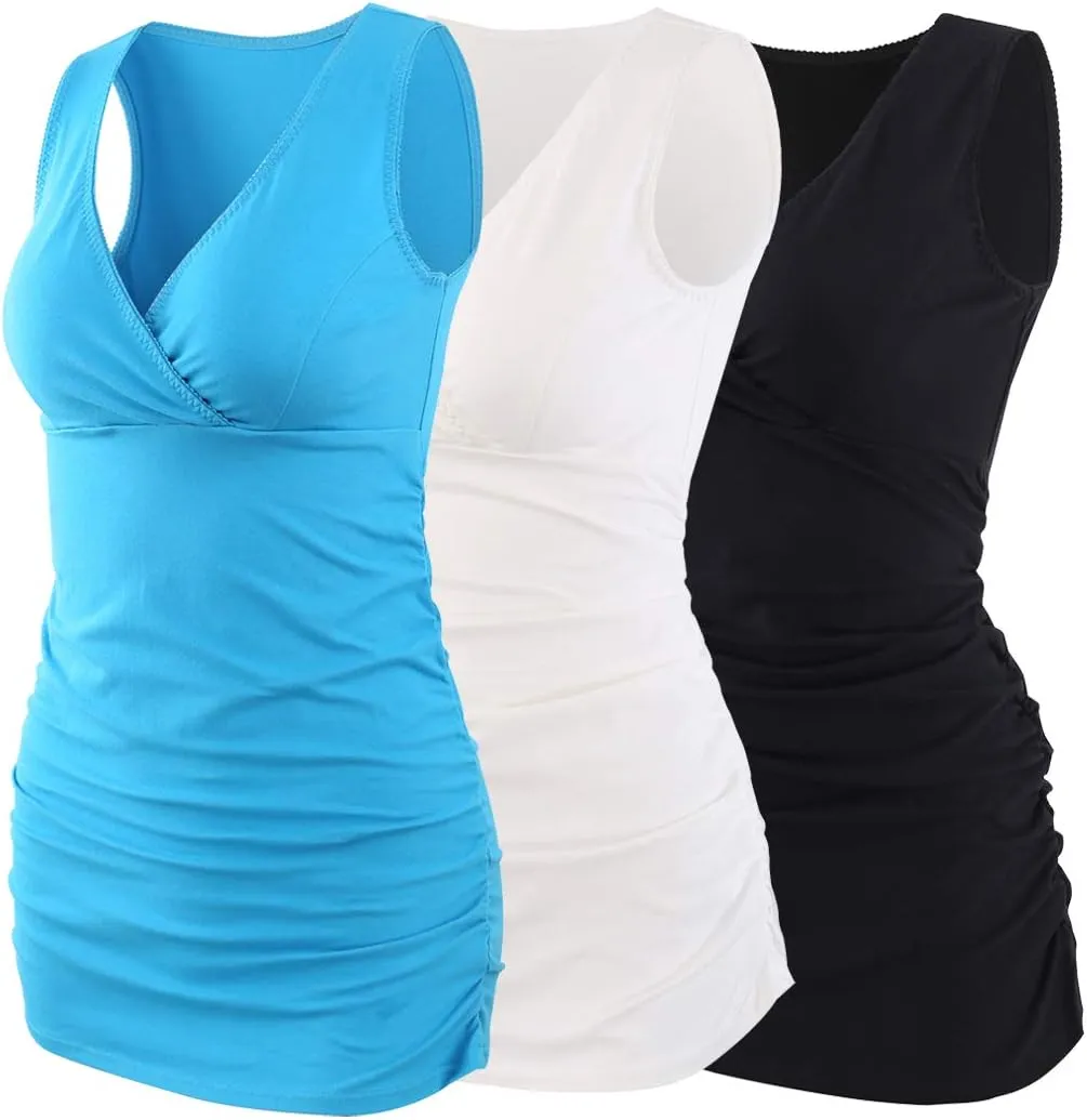 KUCI Maternity Nursing Tank Top, Women Maternity Pajama Tops Nursing Cami Sleep Bra for Breastfeeding