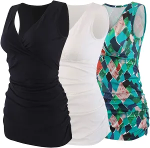 KUCI Maternity Nursing Tank Top, Women Maternity Pajama Tops Nursing Cami Sleep Bra for Breastfeeding
