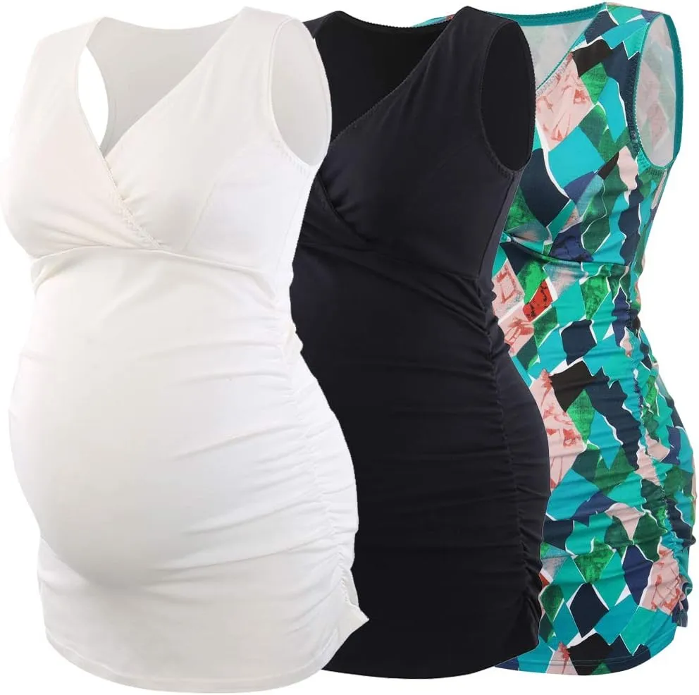 KUCI Maternity Nursing Tank Top, Women Maternity Pajama Tops Nursing Cami Sleep Bra for Breastfeeding