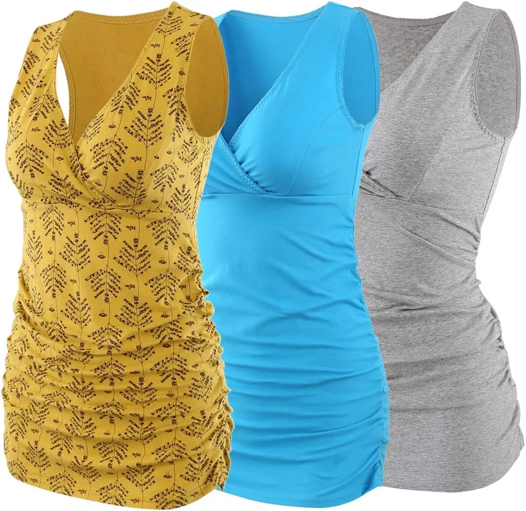 KUCI Maternity Nursing Tank Top, Women Maternity Pajama Tops Nursing Cami Sleep Bra for Breastfeeding