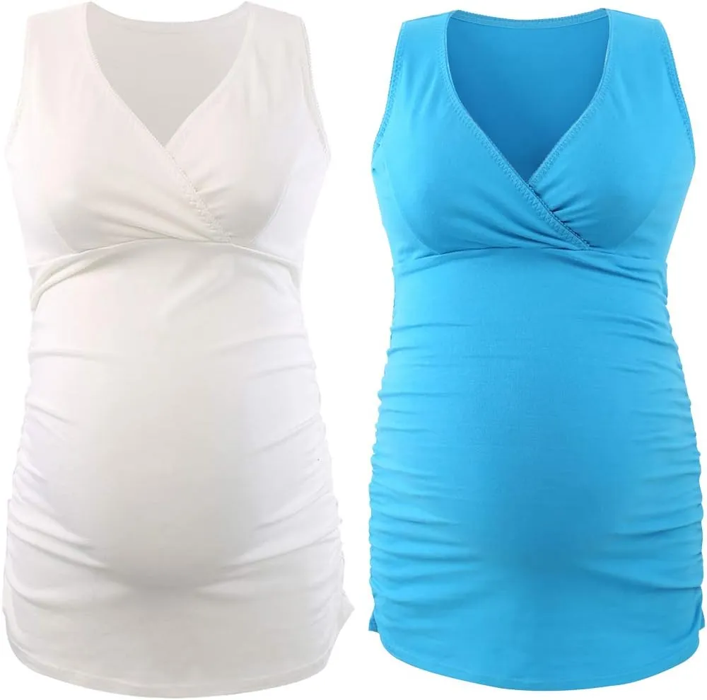 KUCI Maternity Nursing Tank Top, Women Maternity Pajama Tops Nursing Cami Sleep Bra for Breastfeeding