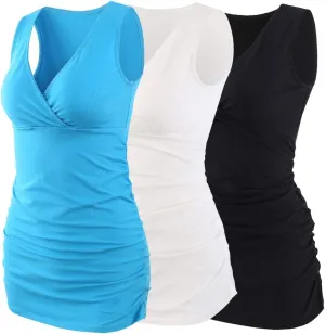 KUCI Maternity Nursing Tank Top, Women Maternity Pajama Tops Nursing Cami Sleep Bra for Breastfeeding