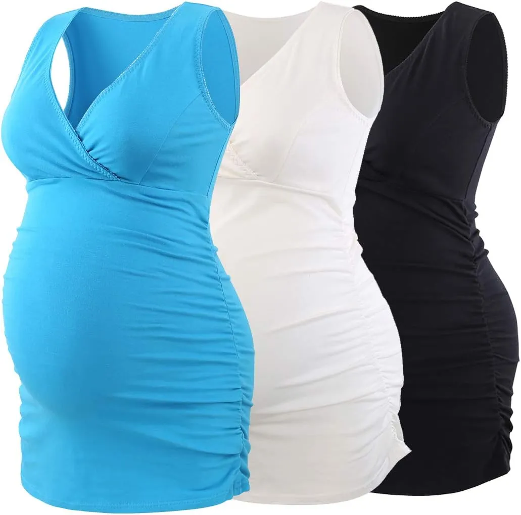 KUCI Maternity Nursing Tank Top, Women Maternity Pajama Tops Nursing Cami Sleep Bra for Breastfeeding