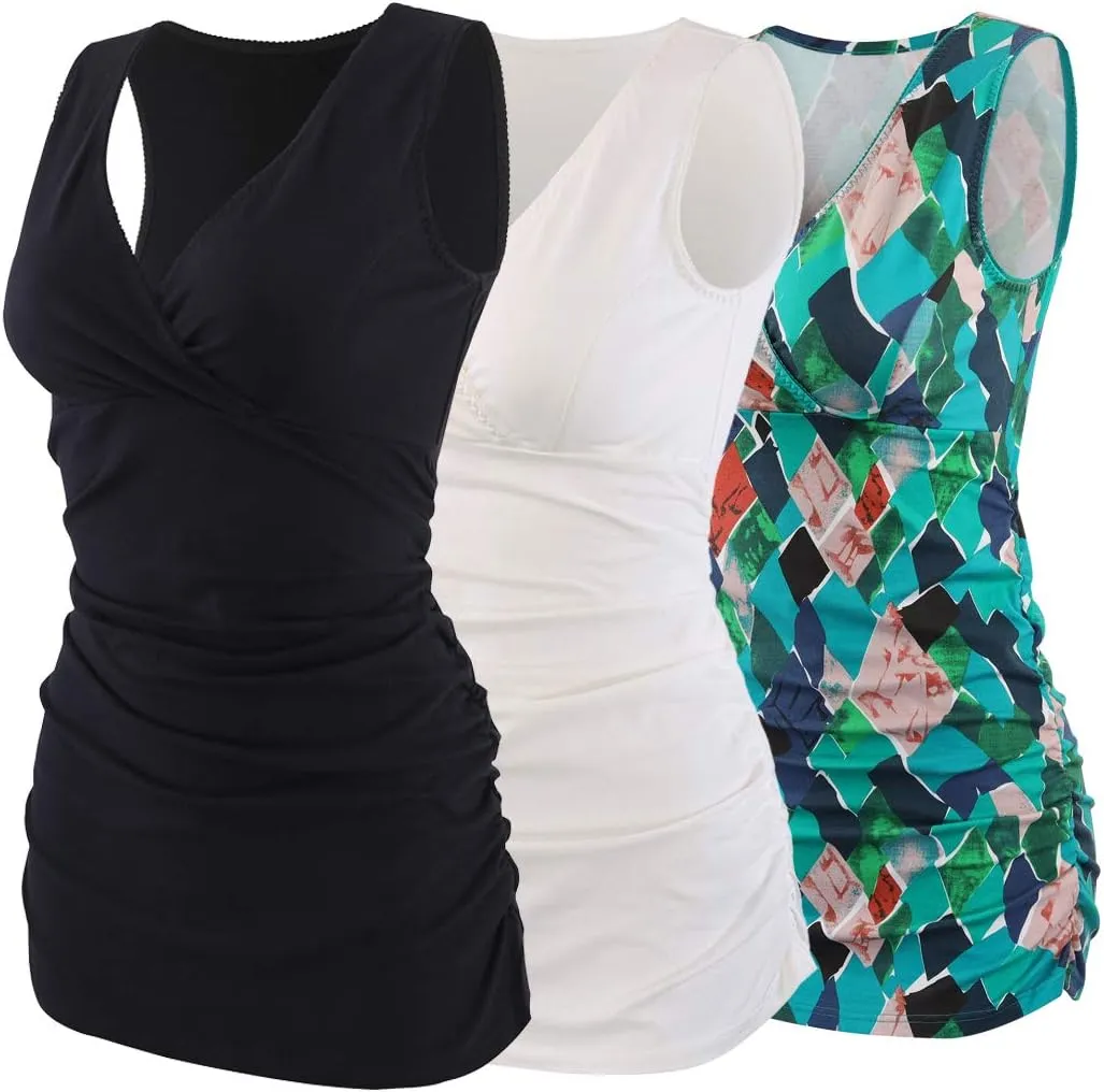 KUCI Maternity Nursing Tank Top, Women Maternity Pajama Tops Nursing Cami Sleep Bra for Breastfeeding