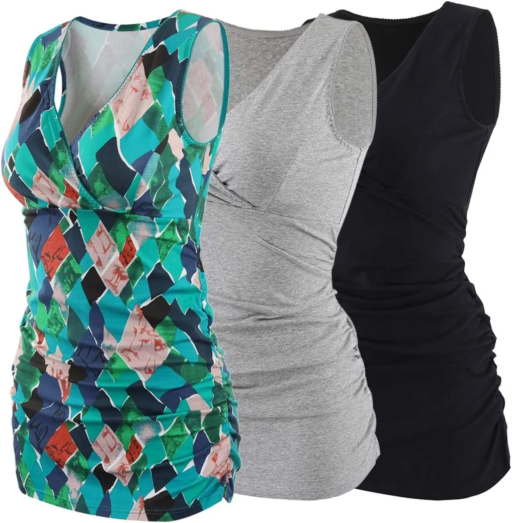 KUCI Maternity Nursing Tank Top, Women Maternity Pajama Tops Nursing Cami Sleep Bra for Breastfeeding