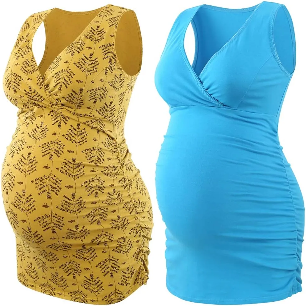 KUCI Maternity Nursing Tank Top, Women Maternity Pajama Tops Nursing Cami Sleep Bra for Breastfeeding