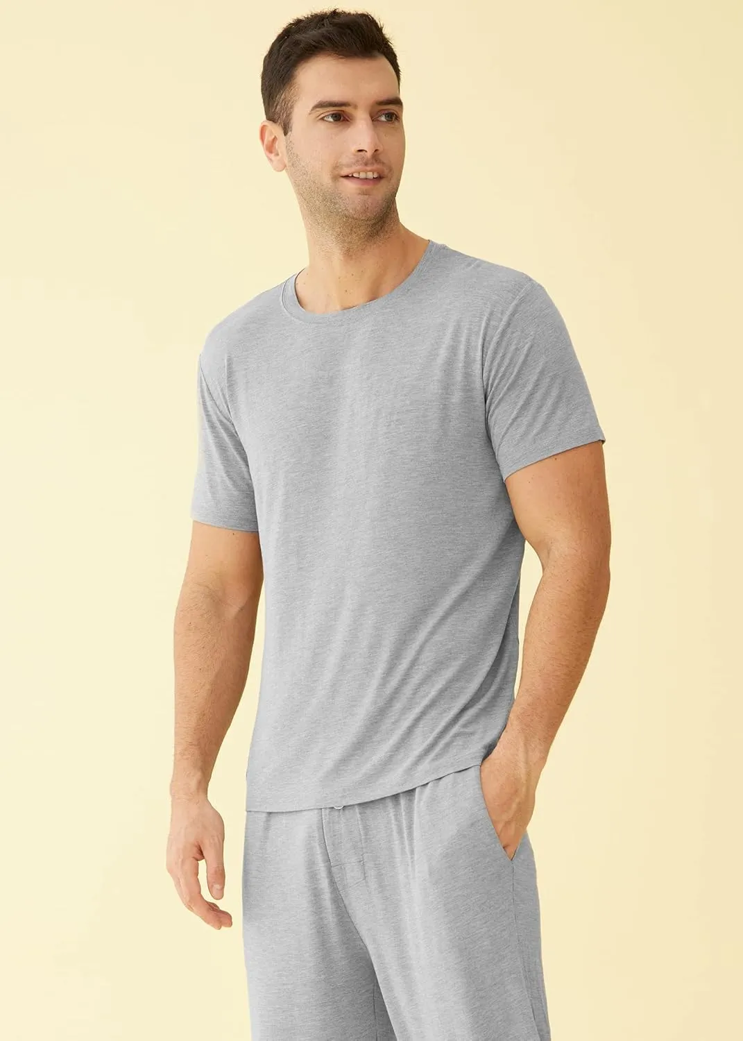 Latuza Men's Viscose Crew Neck Short Sleeves Pajama Sleep Shirt
