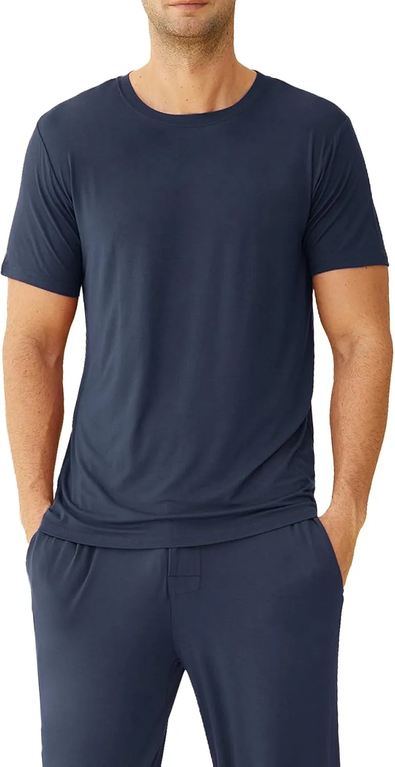 Latuza Men's Viscose Crew Neck Short Sleeves Pajama Sleep Shirt