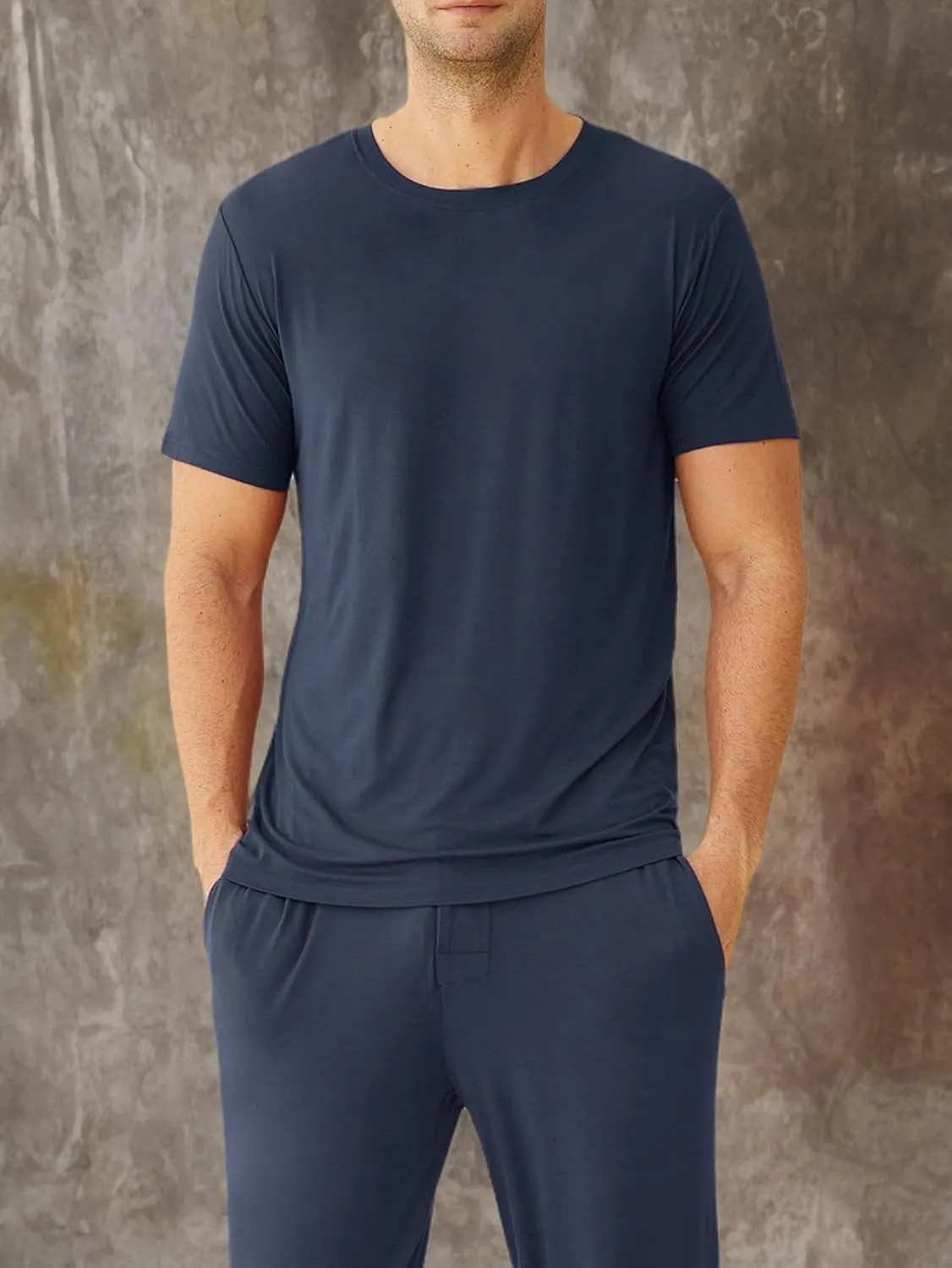 Latuza Men's Viscose Crew Neck Short Sleeves Pajama Sleep Shirt