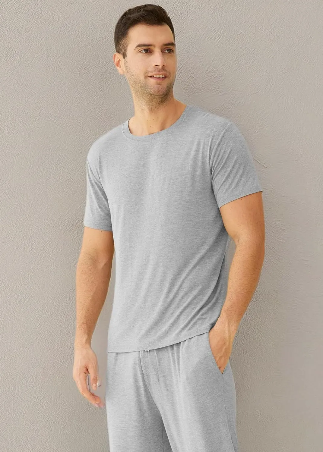 Latuza Men's Viscose Crew Neck Short Sleeves Pajama Sleep Shirt