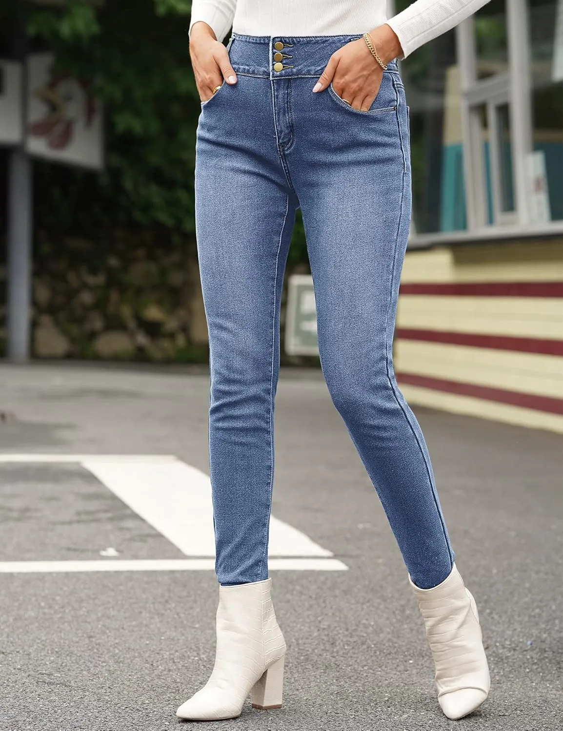 luvamia Women's Fleece Lined Jeans Winter Thermal Denim Jeggings Skinny High Waisted Stretch Warm Leggings