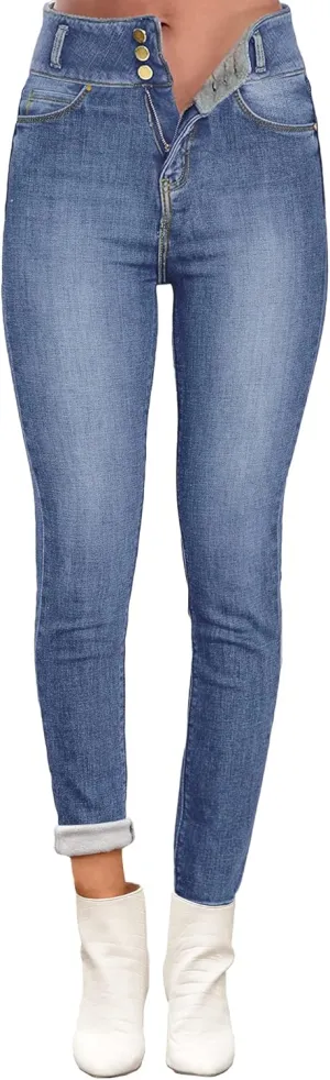 luvamia Women's Fleece Lined Jeans Winter Thermal Denim Jeggings Skinny High Waisted Stretch Warm Leggings