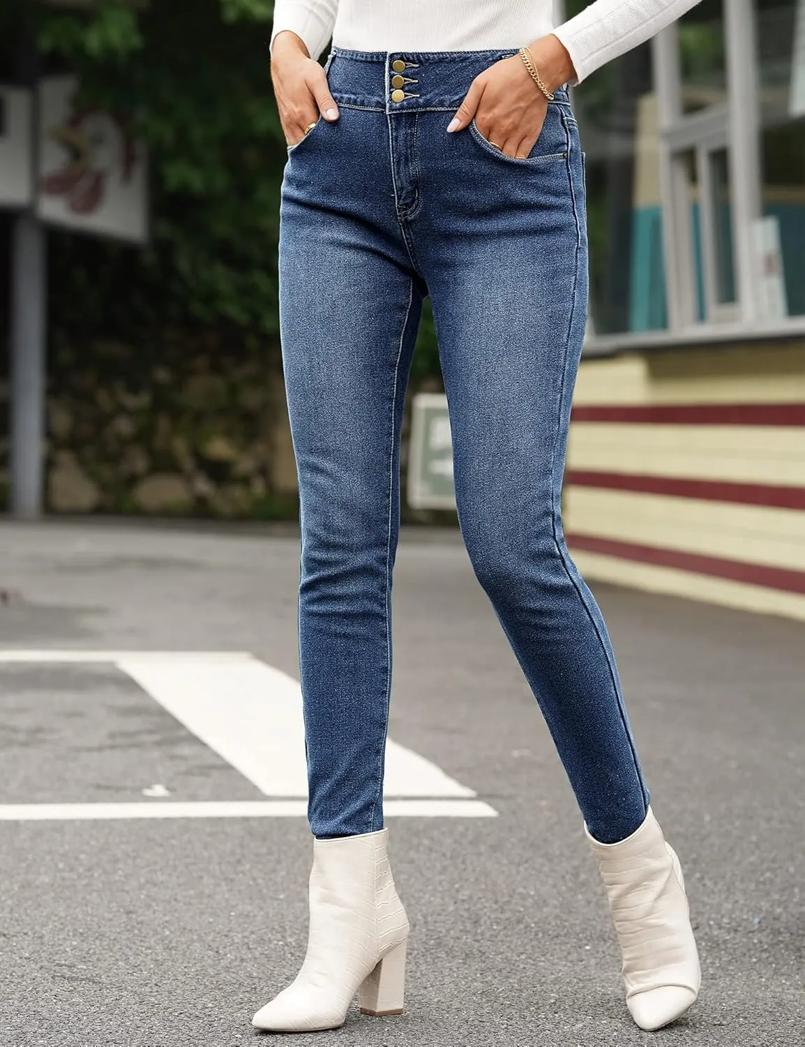 luvamia Women's Fleece Lined Jeans Winter Thermal Denim Jeggings Skinny High Waisted Stretch Warm Leggings