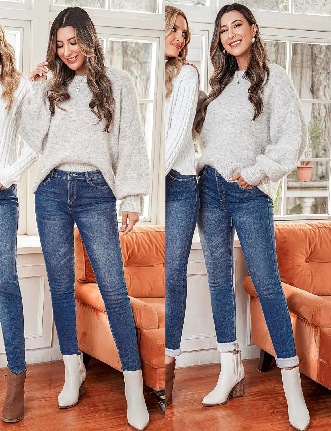 luvamia Women's Fleece Lined Jeans Winter Thermal Denim Jeggings Skinny High Waisted Stretch Warm Leggings