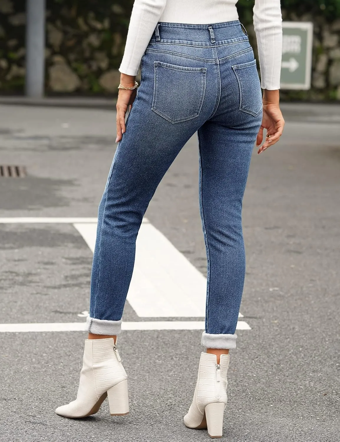 luvamia Women's Fleece Lined Jeans Winter Thermal Denim Jeggings Skinny High Waisted Stretch Warm Leggings