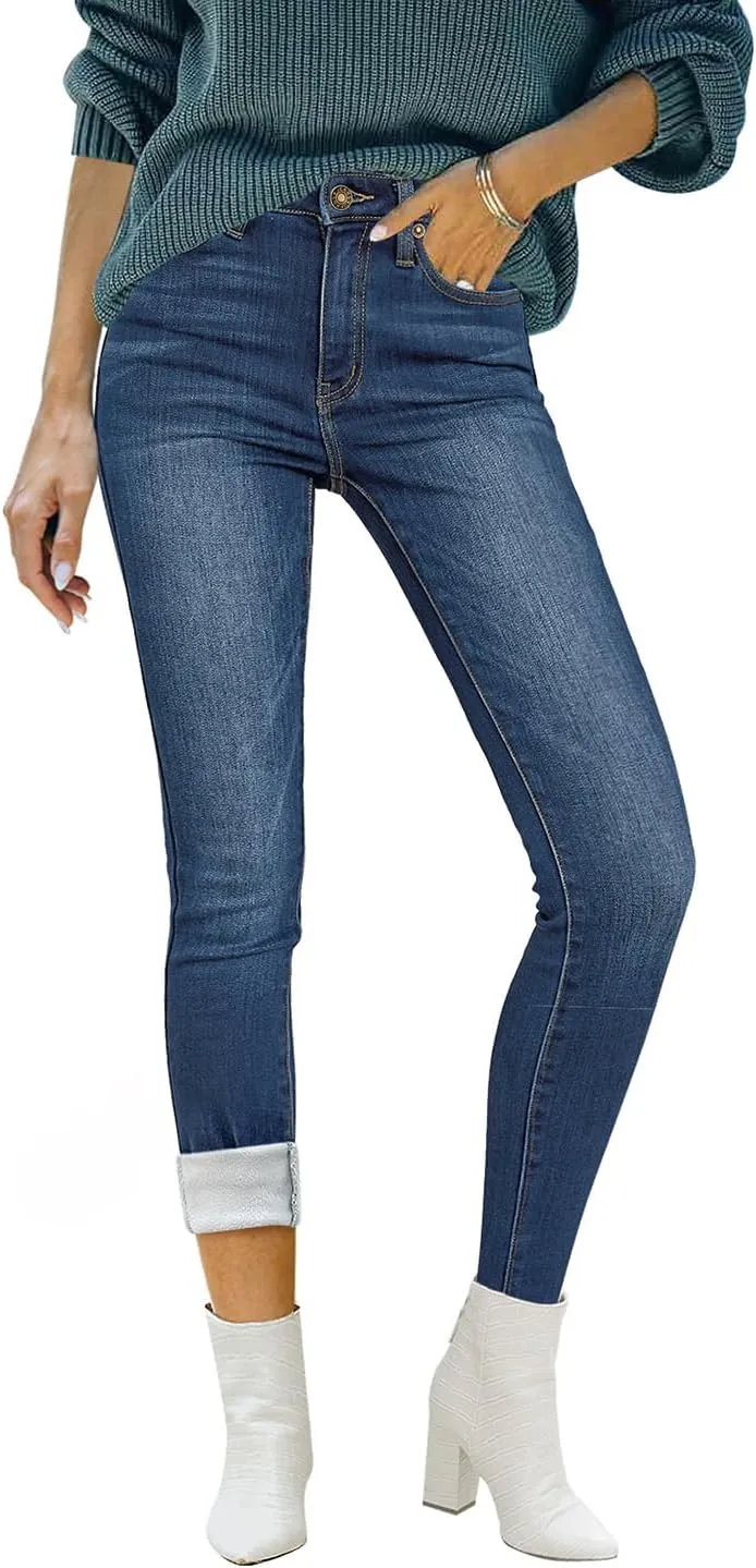 luvamia Women's Fleece Lined Jeans Winter Thermal Denim Jeggings Skinny High Waisted Stretch Warm Leggings
