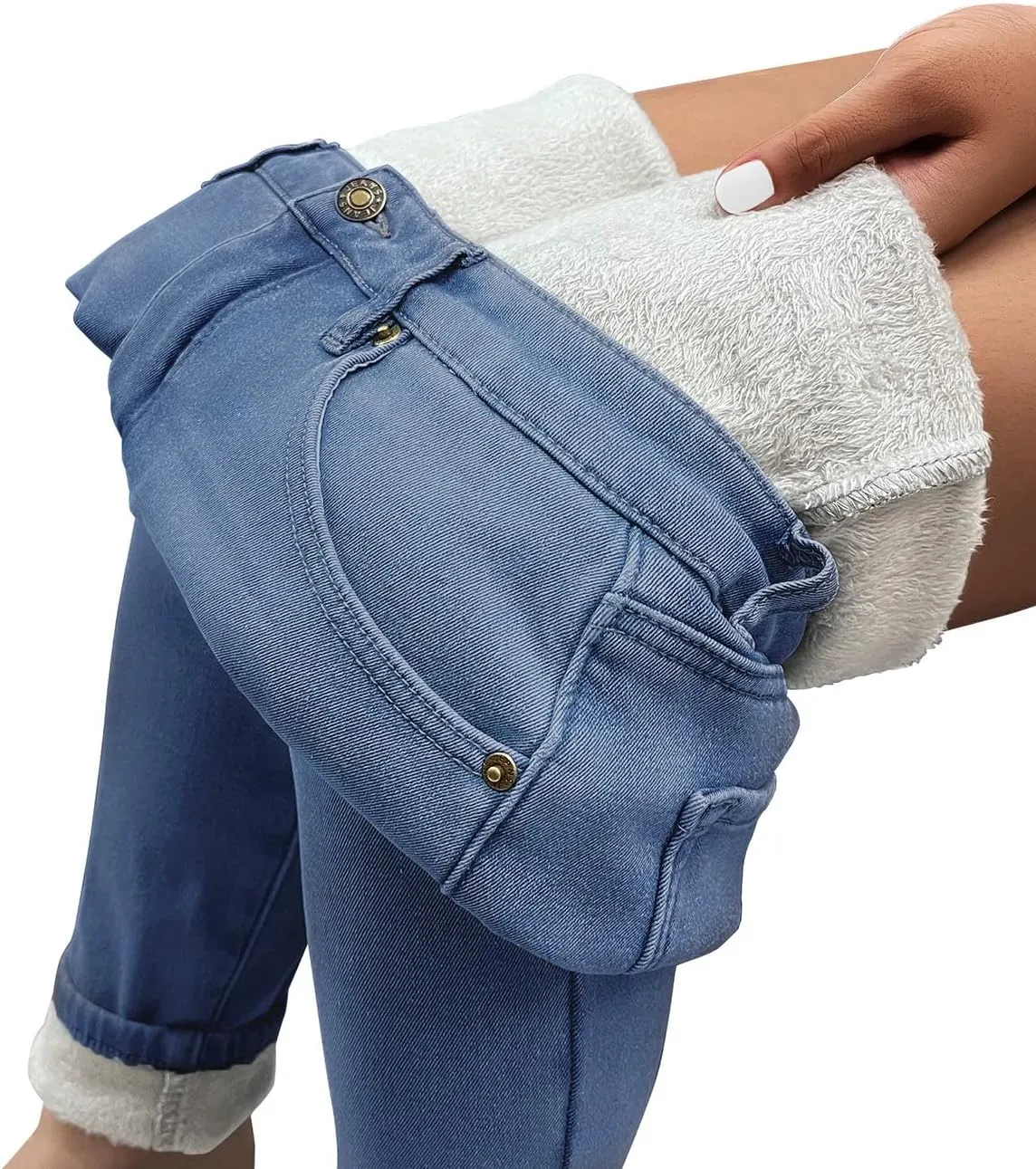 luvamia Women's Fleece Lined Jeans Winter Thermal Denim Jeggings Skinny High Waisted Stretch Warm Leggings