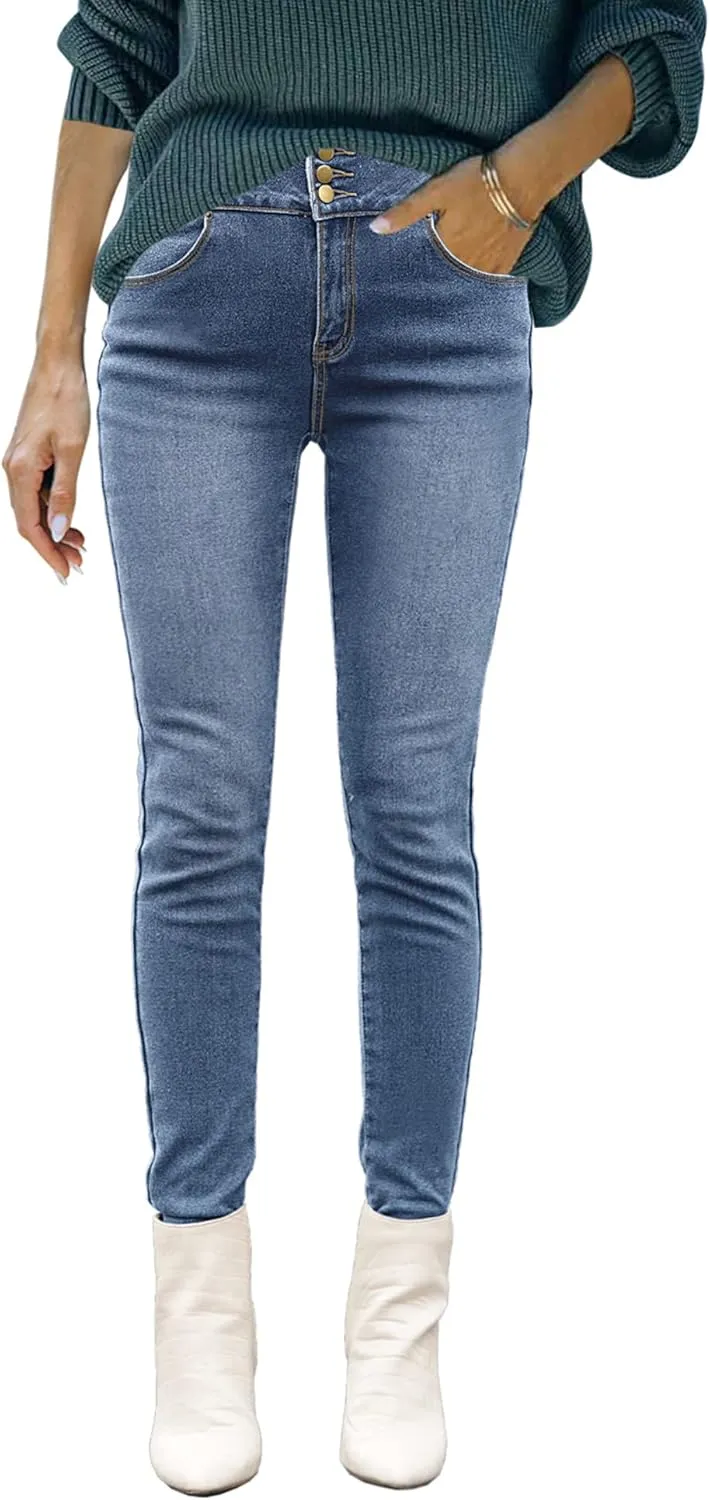 luvamia Women's Fleece Lined Jeans Winter Thermal Denim Jeggings Skinny High Waisted Stretch Warm Leggings