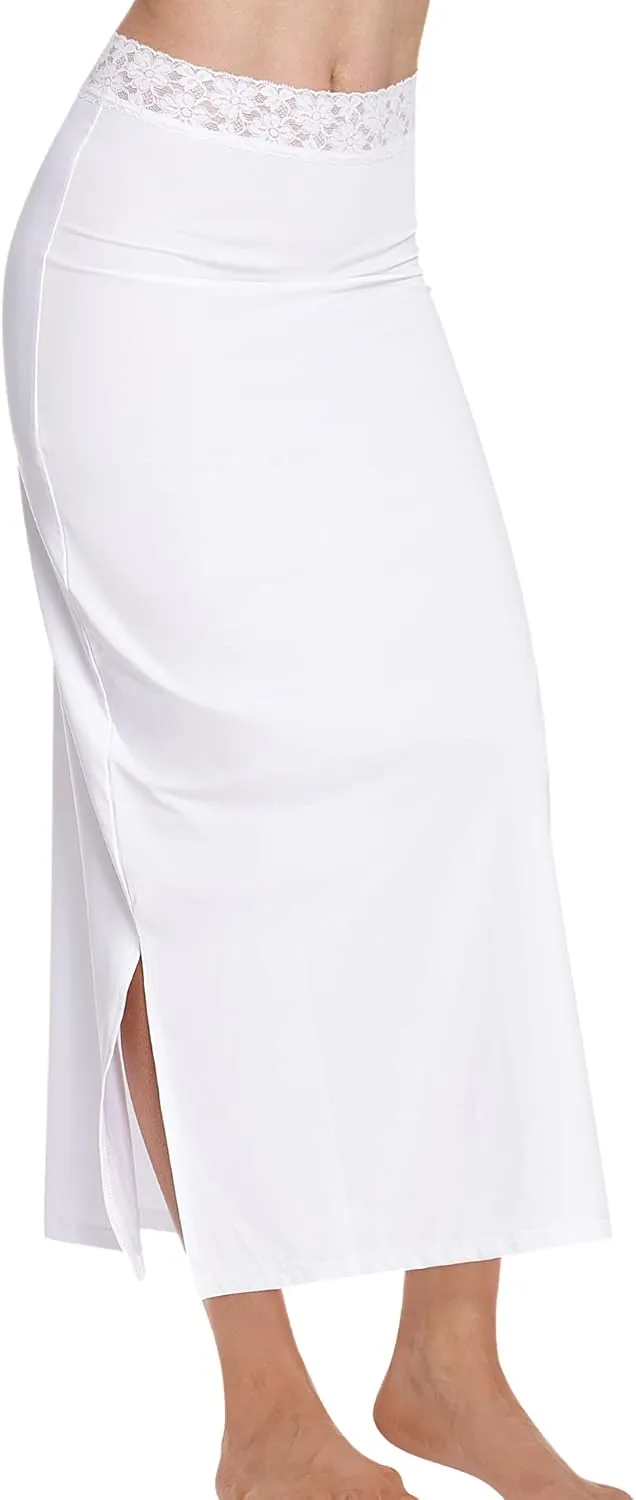 MANCYFIT Half Slip for Women Under Dresses Full Length Long Under Skirt with Lace 36"
