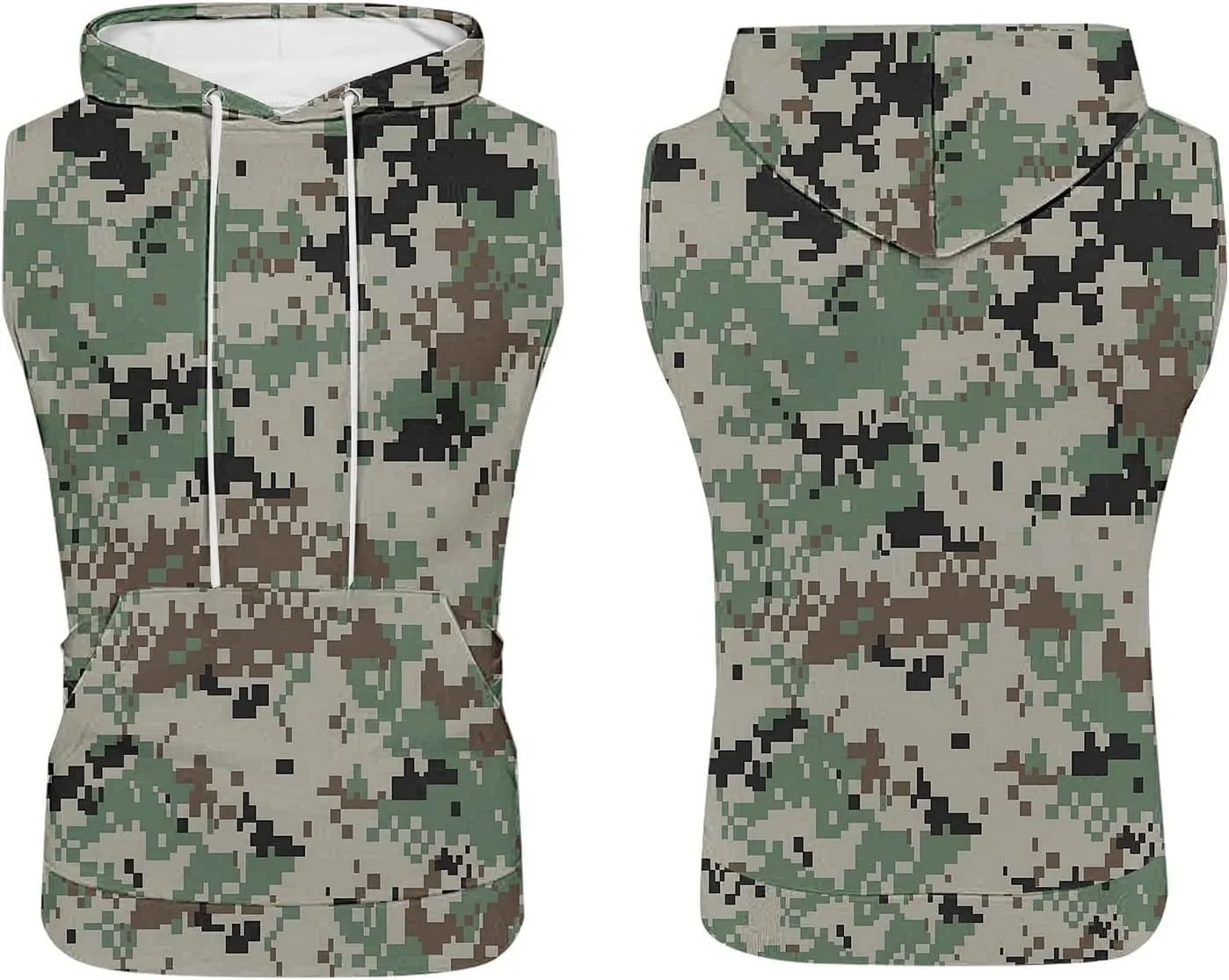 Mens Camouflage Hooded Tank Tops Quick Dry Workout Sleeveless Gym Athletic Hoodies Bodybuilding Muscle Cut Off T Shirt