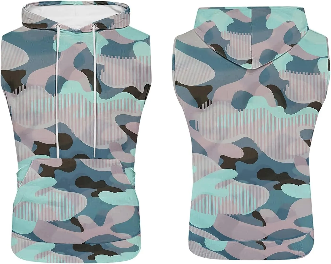 Mens Camouflage Hooded Tank Tops Quick Dry Workout Sleeveless Gym Athletic Hoodies Bodybuilding Muscle Cut Off T Shirt