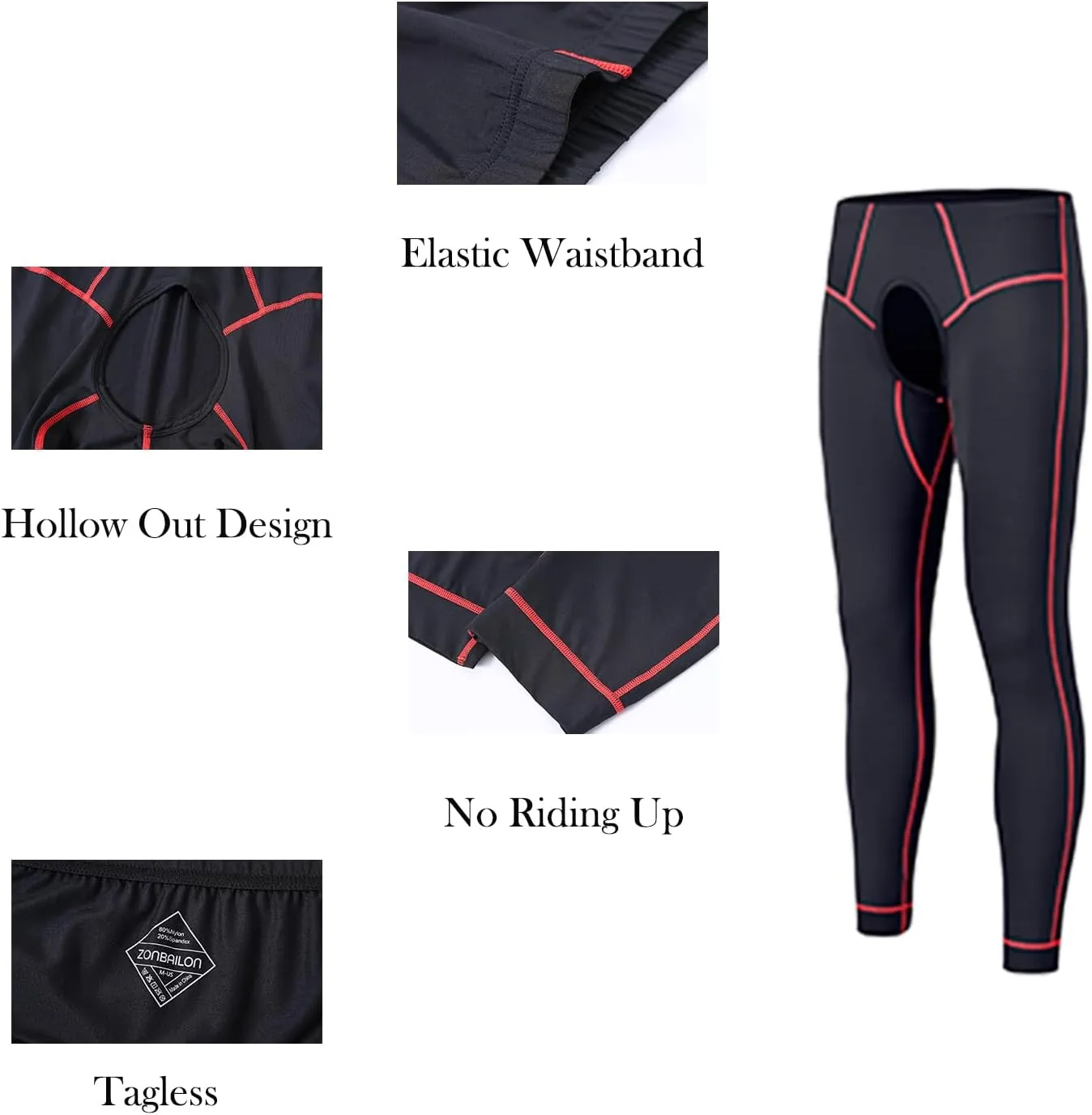 Mens Compression Pants Base Layer Athletic Leggings Tights Cool Dry Front Opening Workout Sports Gym Running Yoga Pant