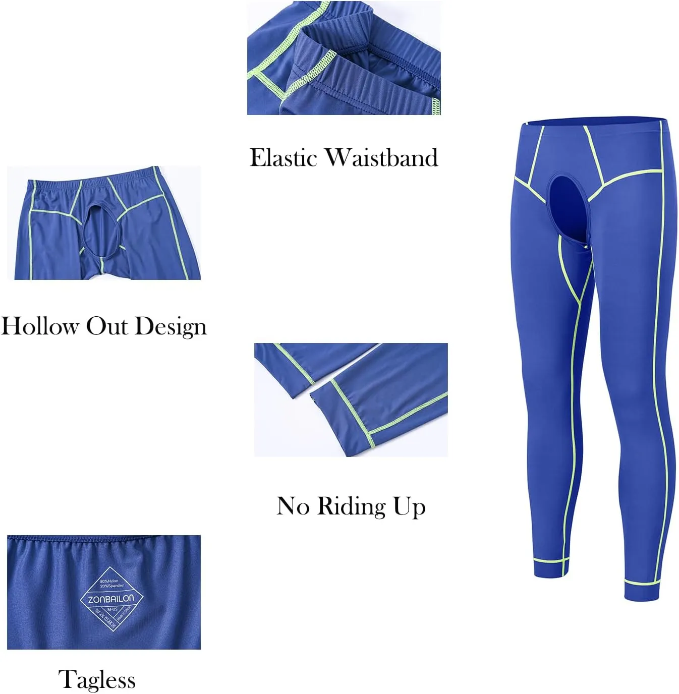 Mens Compression Pants Base Layer Athletic Leggings Tights Cool Dry Front Opening Workout Sports Gym Running Yoga Pant