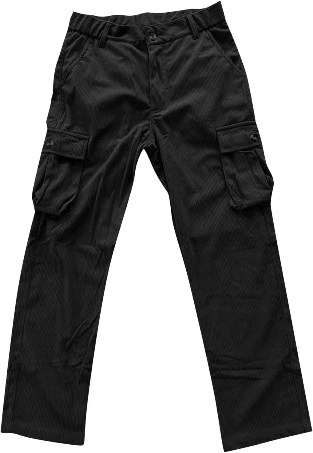 Mens Corduroy Cargo Pant Causal Baggy Straight Wide Leg Hiking Work Pants with Multi Pocket Hip Hop Trouser Streetwear