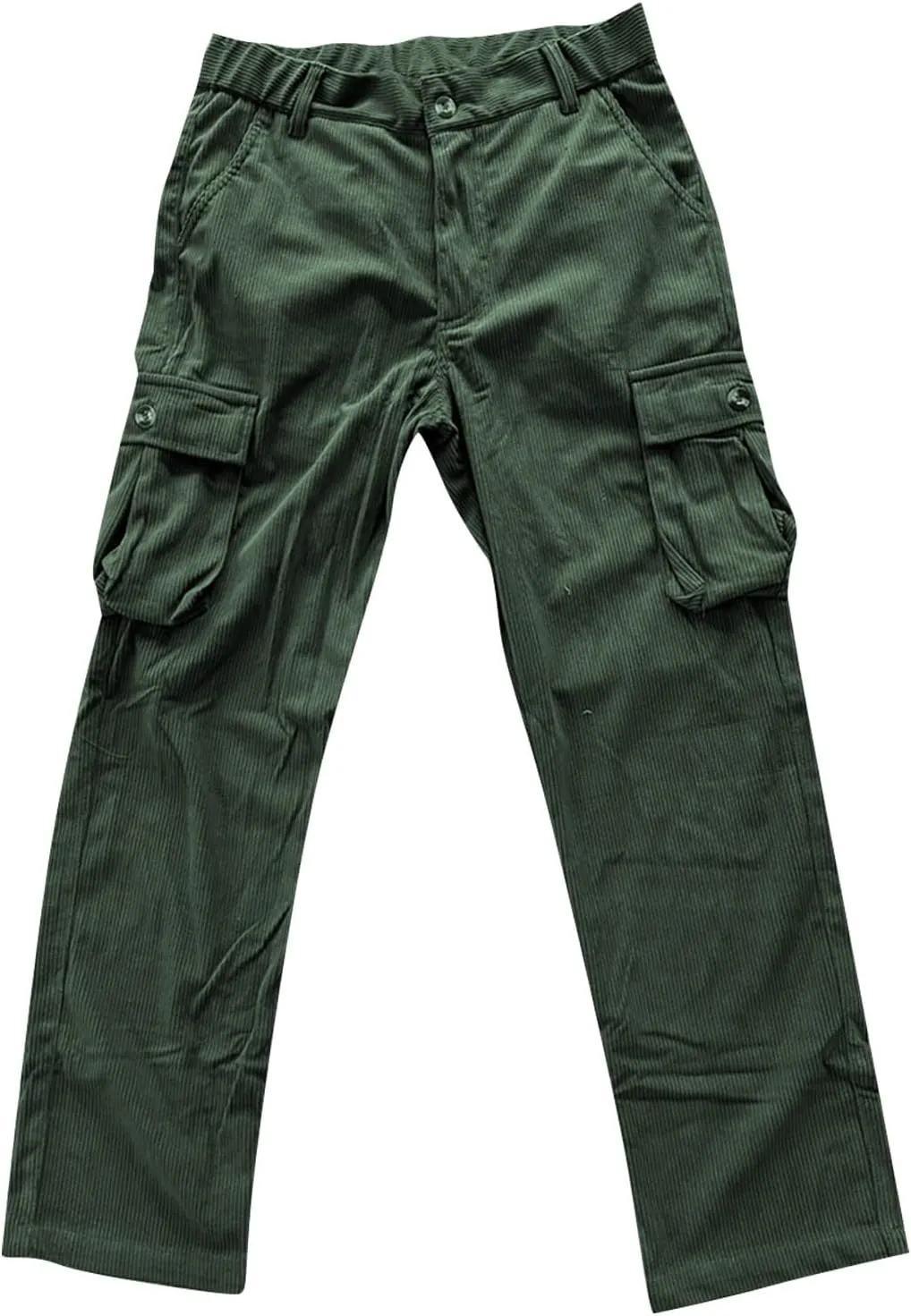 Mens Corduroy Cargo Pant Causal Baggy Straight Wide Leg Hiking Work Pants with Multi Pocket Hip Hop Trouser Streetwear