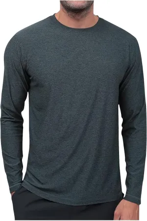 Men's Long Sleeve Shirt UPF 50  Sun Shirts Crew Neck UV Protection Quick Dry Lightweight Shirt Hiking Fishing Swim Tee Shirts