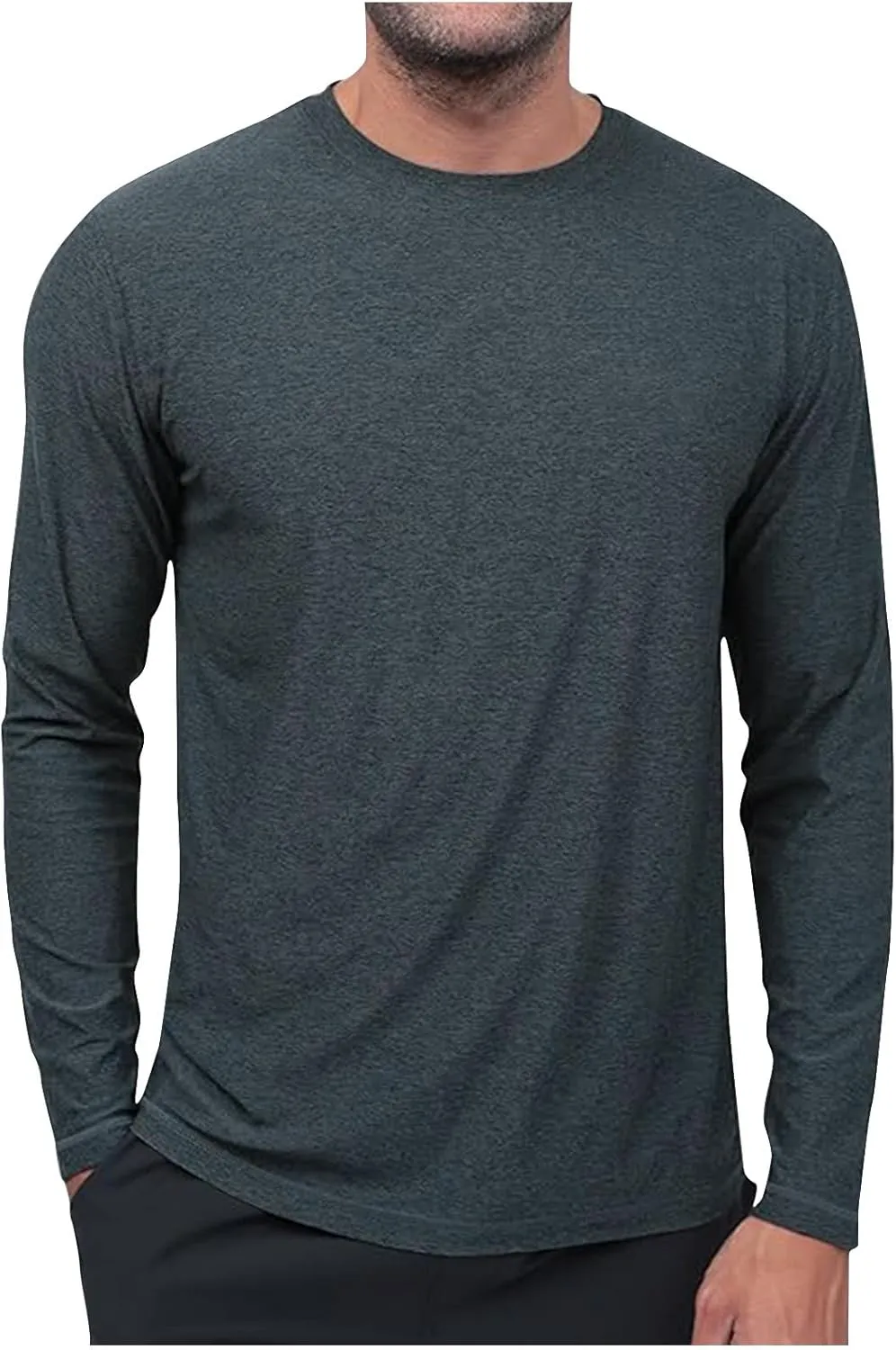 Men's Long Sleeve Shirt UPF 50  Sun Shirts Crew Neck UV Protection Quick Dry Lightweight Shirt Hiking Fishing Swim Tee Shirts