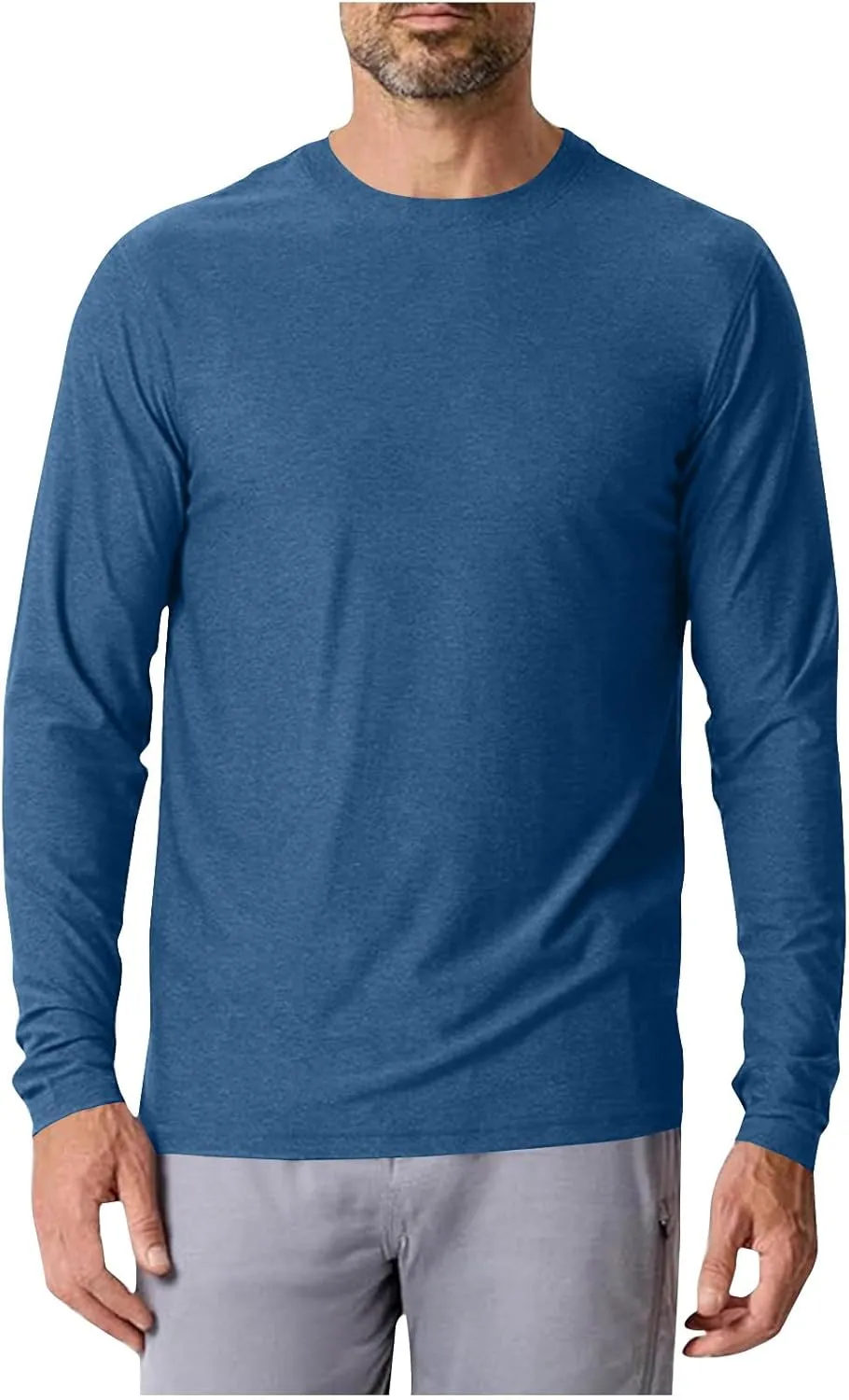 Men's Long Sleeve Shirt UPF 50  Sun Shirts Crew Neck UV Protection Quick Dry Lightweight Shirt Hiking Fishing Swim Tee Shirts