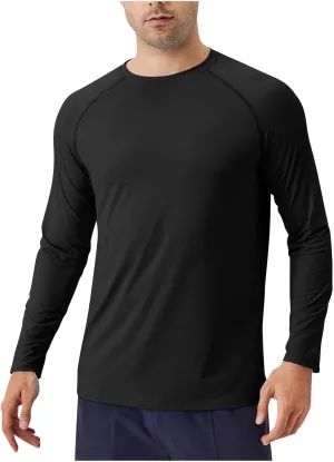 Men's Long Sleeve Shirt UPF 50  Sun Shirts Crew Neck UV Protection Quick Dry Lightweight Shirt Hiking Fishing Swim Tee Shirts