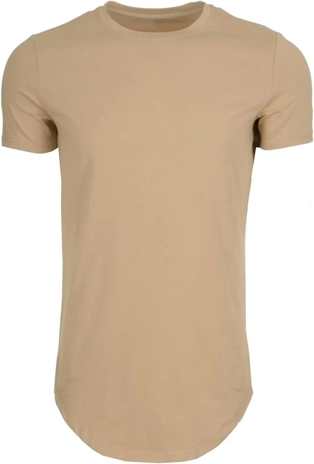 Mens Longline T Shirt Slim Fit Short Sleeve Cotton Crewneck Gym Bodybuilding Workout Muscle Shirts Hipster Hip Hop Top